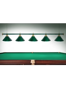 Лампа STARTBILLIARDS 5 пл. RAL (плафоны зеленые,штанга бронза,фурнитура бронза)