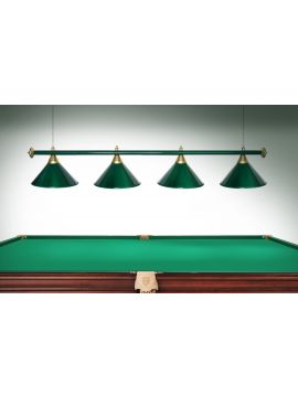 Лампа STARTBILLIARDS 4 пл. (плафоны красные,штанга золотая,фурнитура красная)
