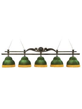 Лампа Лео II 5пл. клен (Авт. № 2,бархат синий,бахрома синяя,фурнитура золото)