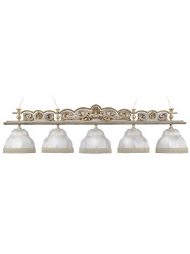 Лампа Ренессанс Гранж 5пл. клен (Авт. № 1,бархат зеленый,бахрома желтая,фурнитура золото)