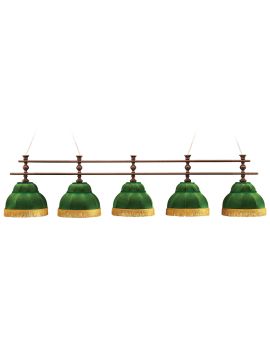 Лампа Аристократ-2 5пл. ясень (№3,бархат зеленый,бахрома зеленая,фурнитура золото)