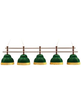 Лампа Барон-Люкс 5пл. ясень (№1,бархат зеленый,бахрома желтая,фурнитура золото)