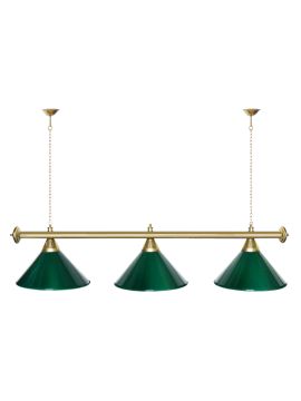 Лампа STARTBILLIARDS 3 пл. (плафоны голубые,штанга зеленая,фурнитура золото)